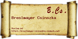 Breslmayer Csinszka névjegykártya
